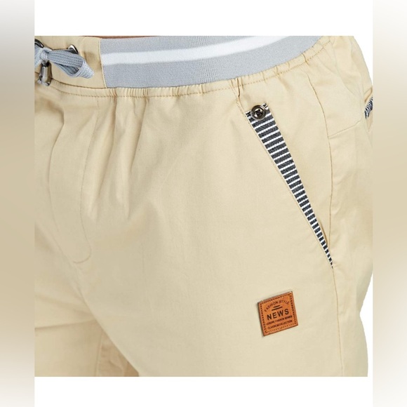 Tansozer Men’s Khaki Casual Shorts With Elastic Waistband And Drawstring New - Picture 4 of 15